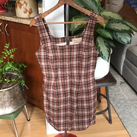 Abercrombie & Fitch Dresses & Skirts - VINTAGE 60s/70s Abercrombie & Fitch Wool Blend Plaid Pinafore Dress Hong Kong